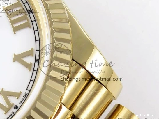 0518 Day Date 40 YG JDF Gain Weight 904L Steel White Roman Dial on President Bracelet VR3255 V Functional 1369